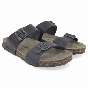 Men's Haflinger ANDREA UNLINED Sandals Black | NZ MEG649