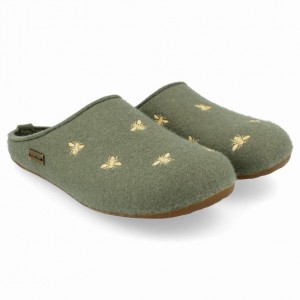 Men's Haflinger API Slippers Light Green | NZ AUE386