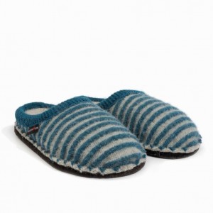 Men's Haflinger CATHY Slippers Blue | NZ GRY605