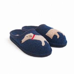 Men's Haflinger DOGGY Slippers Blue | NZ ZAI425