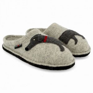 Men's Haflinger DOGGY Slippers Light Grey | NZ HXI367