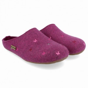 Men's Haflinger FARFALLINE Slippers Purple | NZ ABQ379