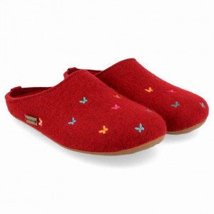 Men's Haflinger FARFALLINE Slippers Red | NZ AQV371