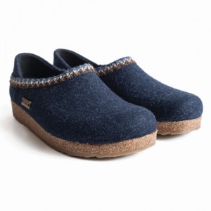 Men's Haflinger GZH ZIGZAG Clogs Dark Blue | NZ FJM124