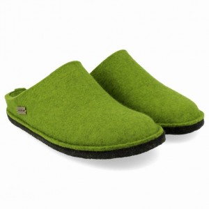 Men's Haflinger SOFT Slippers Green | NZ ALI453