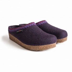 Men's Haflinger ZIGZAG Clogs Dark Purple | NZ THM263