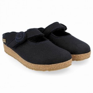 Women's Haflinger ALICE WOOL Clogs Navy | NZ PRE367