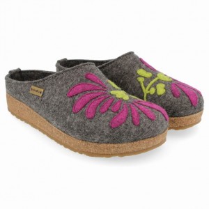 Women's Haflinger BLOOMING Clogs Grey | NZ IBV831