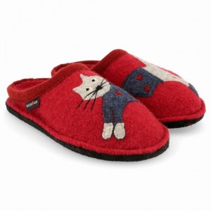 Women's Haflinger CUCHO Slippers Red | NZ PHX359