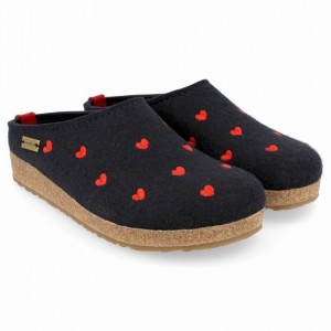 Women's Haflinger CUORICINI Clogs Navy | NZ IBO016