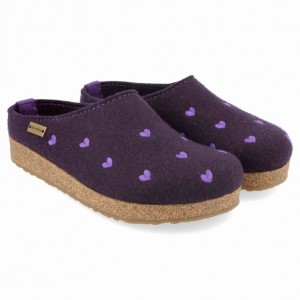 Women's Haflinger CUORICINI Clogs Purple | NZ NUJ841