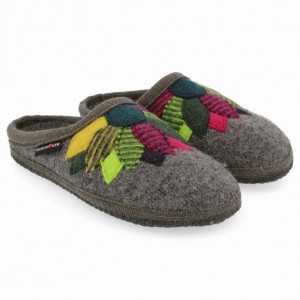 Women's Haflinger FLOWER POWER Slippers Grey | NZ PRC713