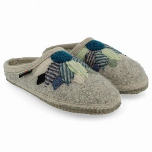 Women's Haflinger FLOWER POWER Slippers Grey | NZ CBJ970