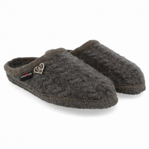 Women's Haflinger HERZERL Slippers Dark Grey | NZ TNO386