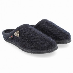 Women's Haflinger HERZERL Slippers Navy | NZ NTX278