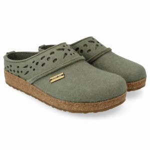 Women's Haflinger LACEY Clogs Green | NZ LMT875