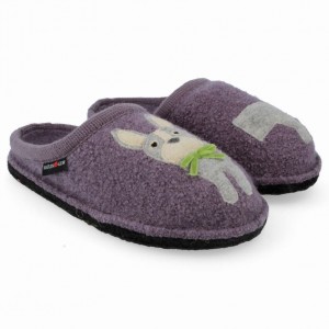 Women's Haflinger PUPPY Slippers Purple | NZ ZXE043