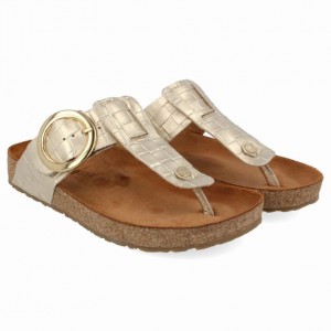 Women's Haflinger ROUND BUCKLE CORINNA Sandals Gold | NZ UWQ431