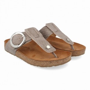 Women's Haflinger ROUND BUCKLE CORINNA Sandals Grey | NZ GBX716