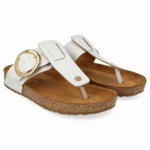 Women's Haflinger ROUND BUCKLE CORINNA Sandals White | NZ DUY940