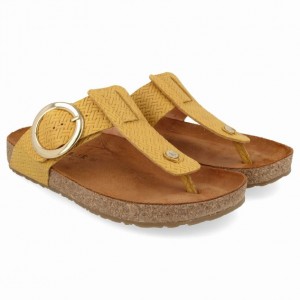 Women's Haflinger ROUND BUCKLE CORINNA Sandals Yellow | NZ ZFB596