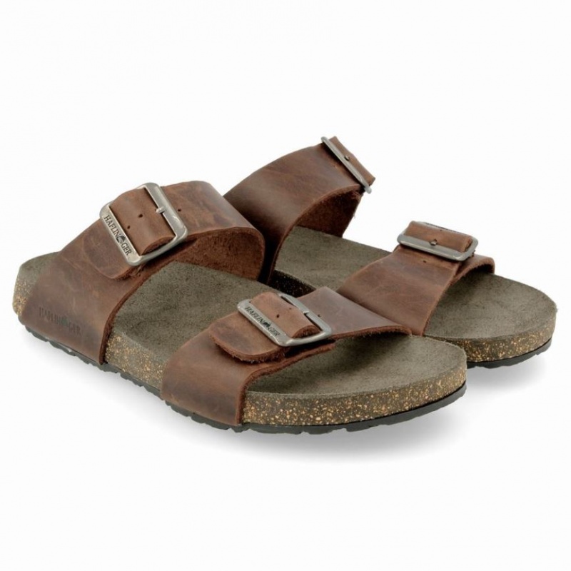 Men\'s Haflinger ANDREA UNLINED Sandals Brown | NZ VJU792