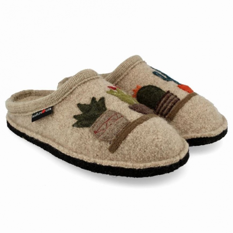 Men\'s Haflinger CACTUS Slippers Beige | NZ BZM435