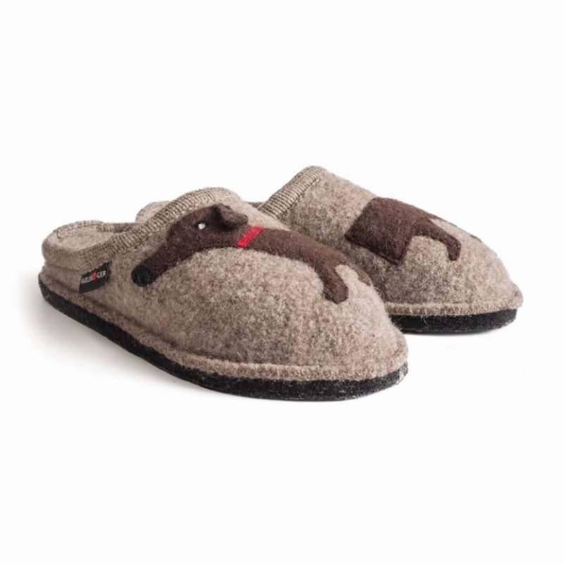 Men\'s Haflinger DOGGY Slippers Beige | NZ CWE531