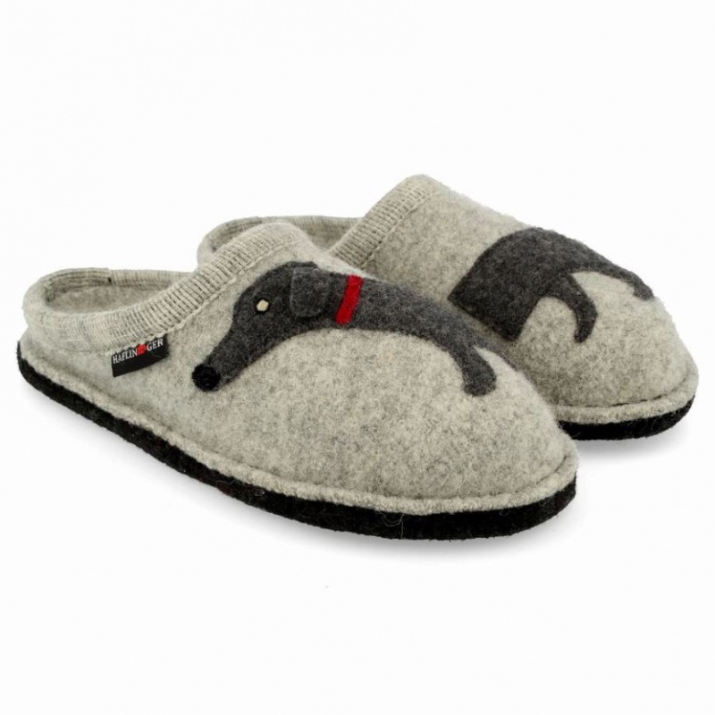 Men\'s Haflinger DOGGY Slippers Light Grey | NZ HXI367