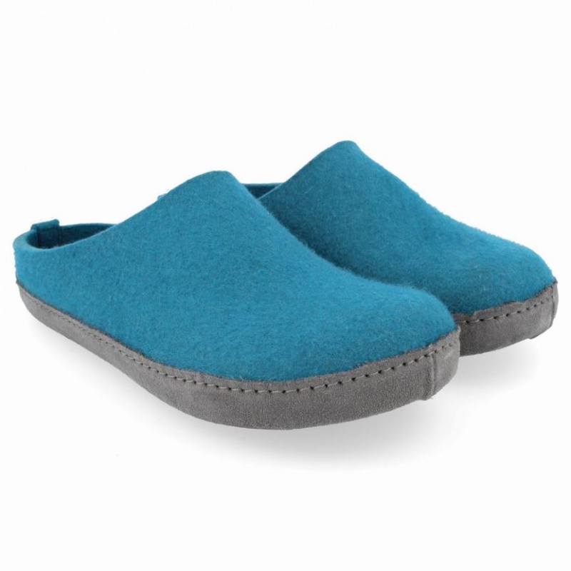 Men\'s Haflinger EMILS Slippers Turquoise | NZ SFN048