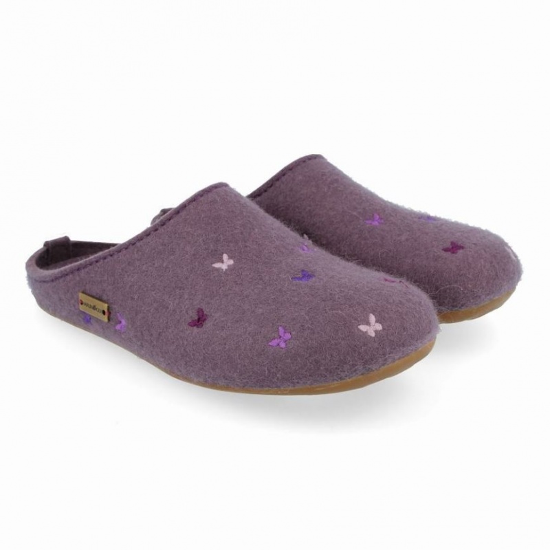 Men\'s Haflinger FARFALLINE Slippers Purple | NZ OSN924