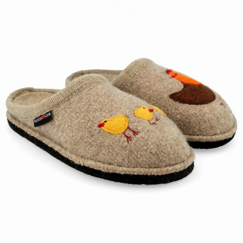 Men\'s Haflinger GALLINA Slippers Beige | NZ BLO918