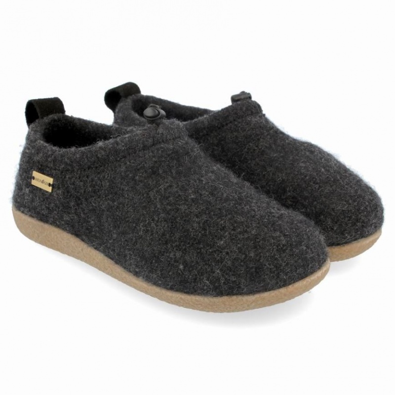 Men\'s Haflinger GUIDO Slippers Dark Grey | NZ DXJ540