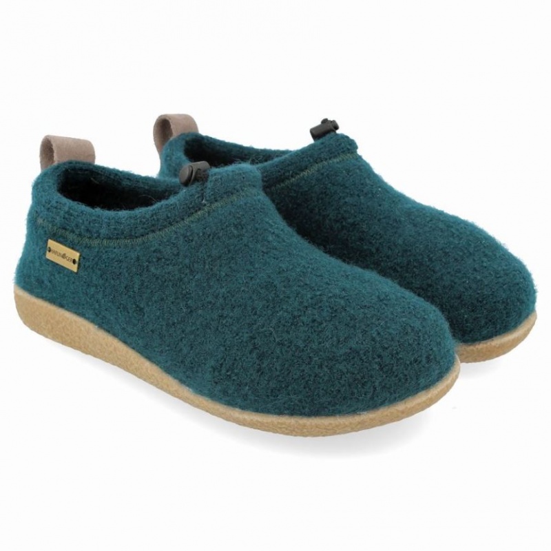 Men\'s Haflinger GUIDO Slippers Turquoise | NZ NAI197