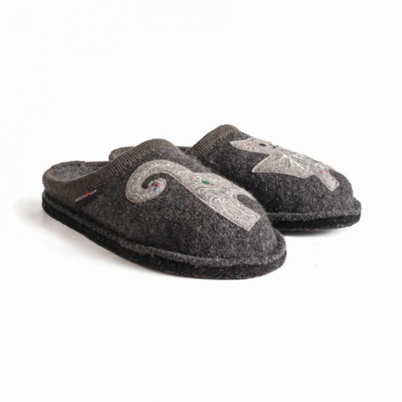 Men\'s Haflinger LIZZY Slippers Grey | NZ RCA109