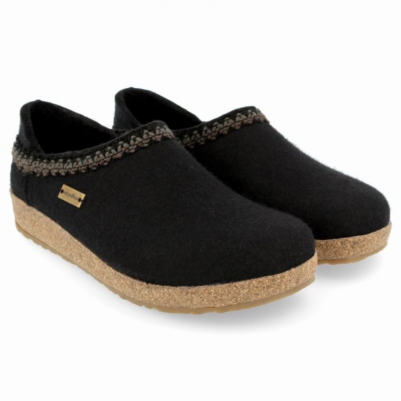 Women\'s Haflinger GZH ZIGZAG Clogs Black | NZ LHD174