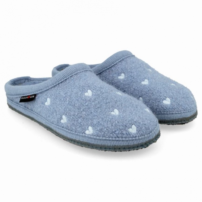 Women\'s Haflinger HEARTS Slippers Blue | NZ CFM251