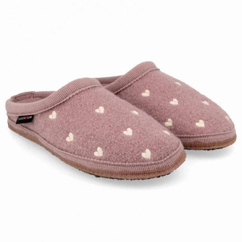 Women\'s Haflinger HEARTS Slippers Pink | NZ AGT170