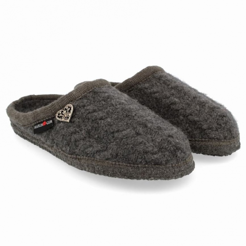 Women\'s Haflinger HERZERL Slippers Dark Grey | NZ TNO386