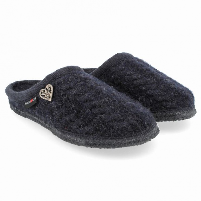 Women\'s Haflinger HERZERL Slippers Navy | NZ NTX278