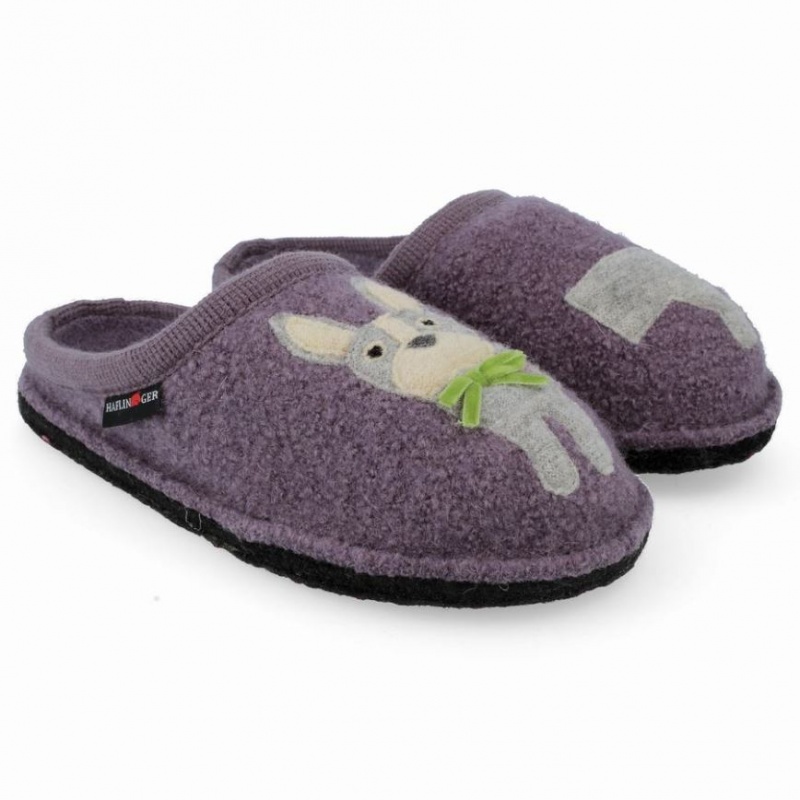 Women\'s Haflinger PUPPY Slippers Purple | NZ ZXE043